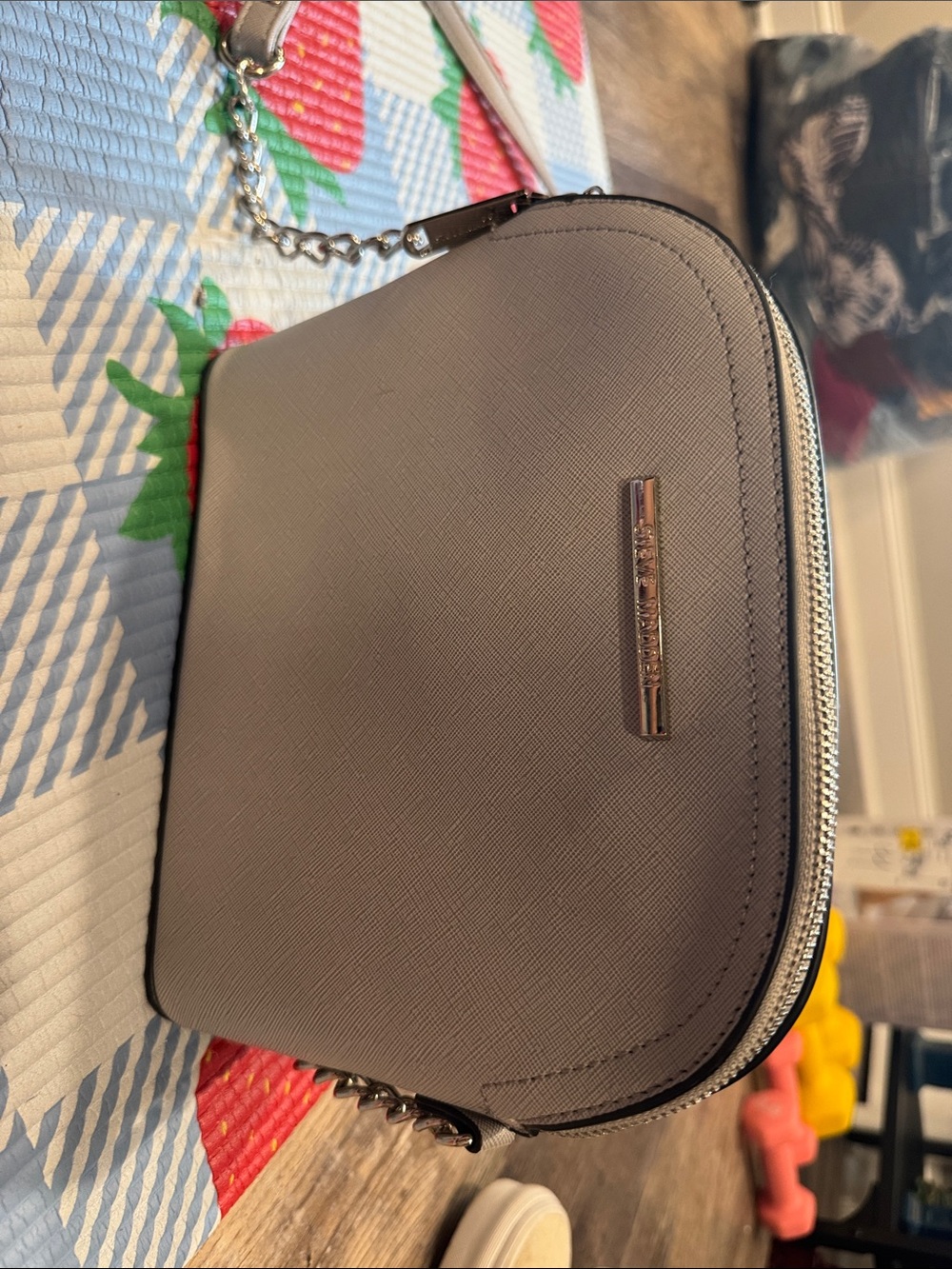 Steve Madden Taupe Crossbody Camera Bag with Chain Strap